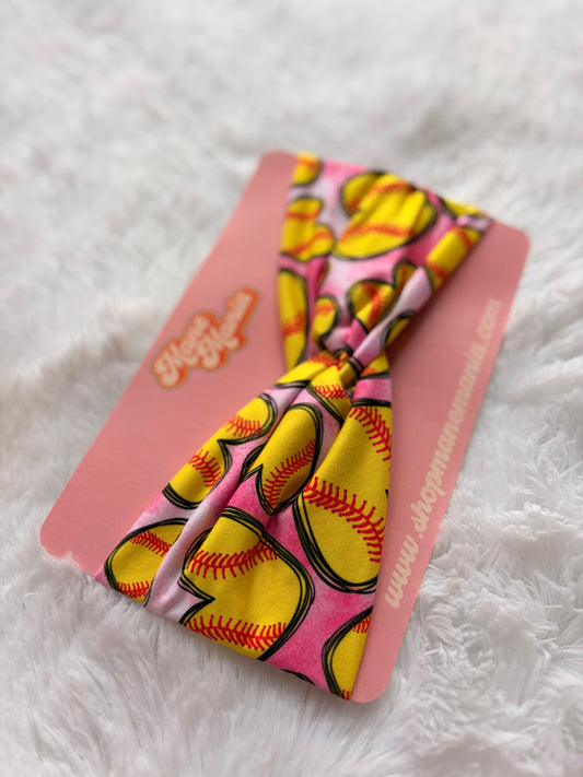 Pink Softball Headband